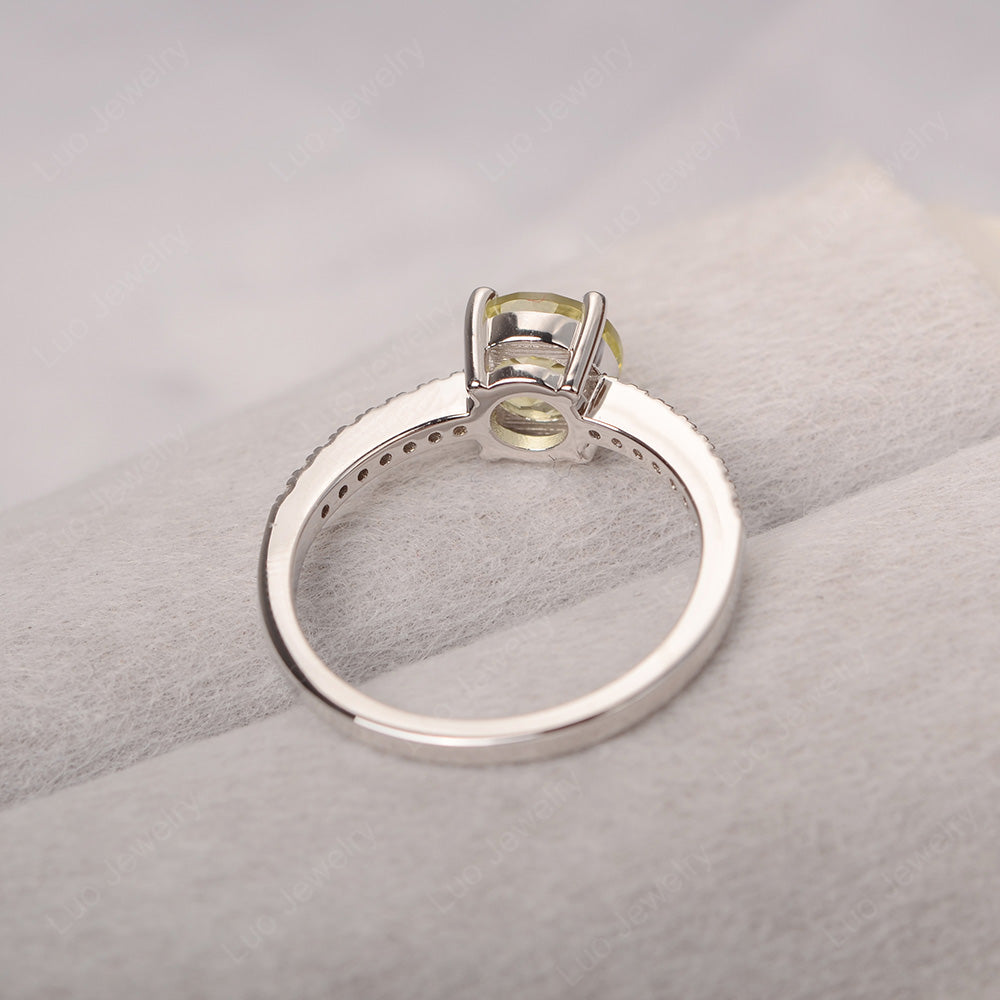 Lemon Quartz Wedding Ring Round Cut Sterling Silver - LUO Jewelry