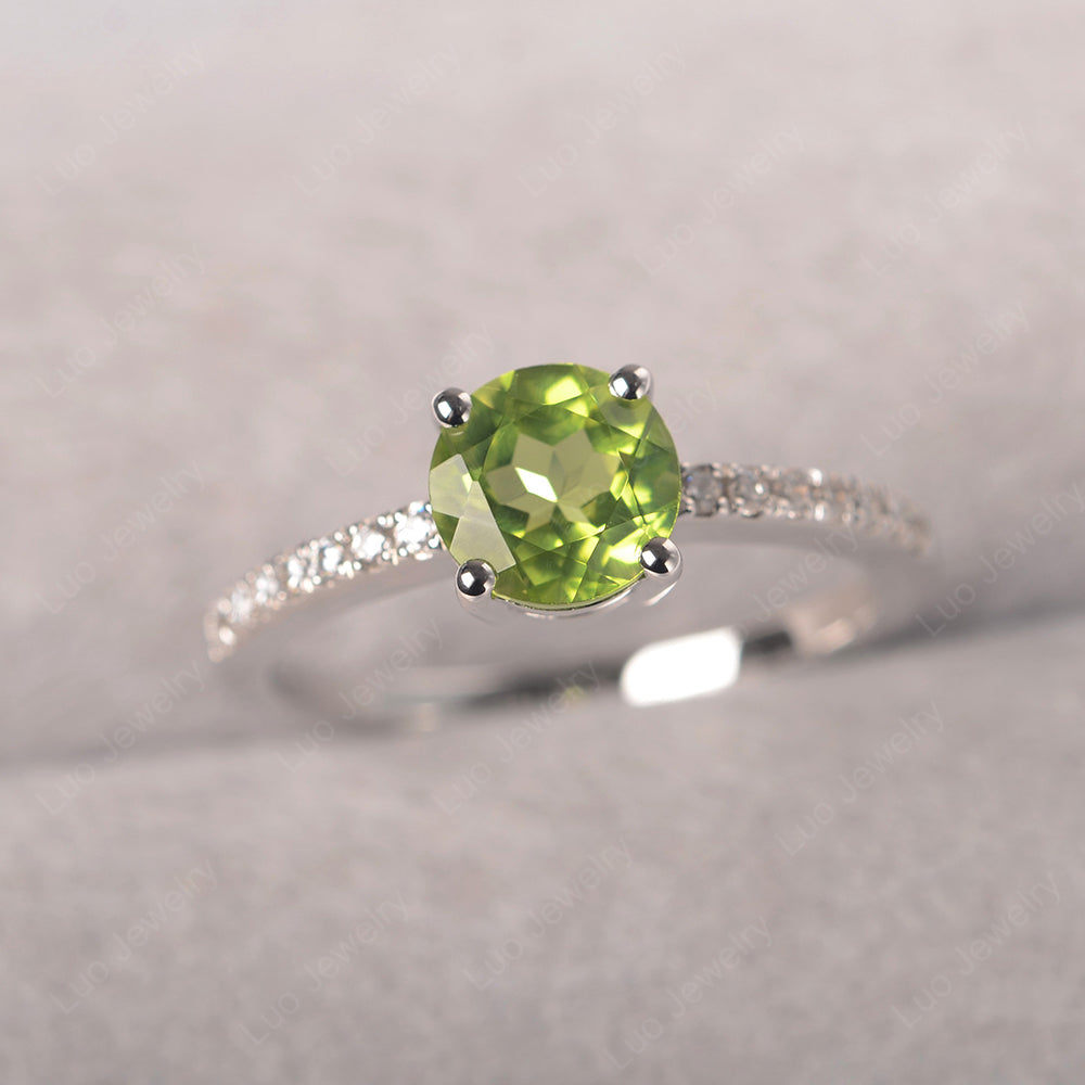 Peridot Wedding Ring Round Cut Sterling Silver - LUO Jewelry