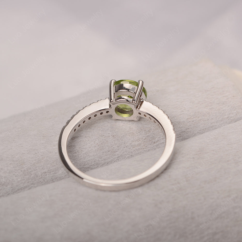 Peridot Wedding Ring Round Cut Sterling Silver - LUO Jewelry