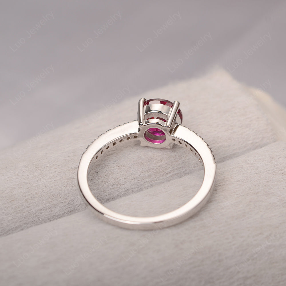 Ruby Wedding Ring Round Cut Sterling Silver - LUO Jewelry