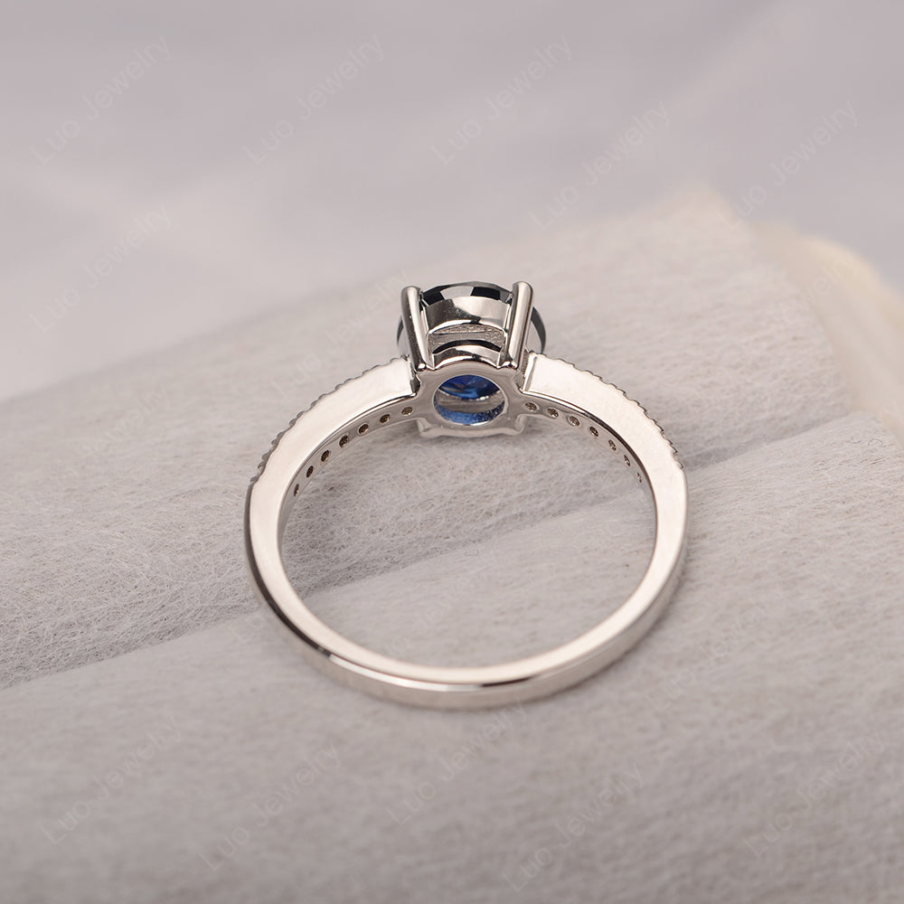 Lab Sapphire Wedding Ring Round Cut Sterling Silver - LUO Jewelry