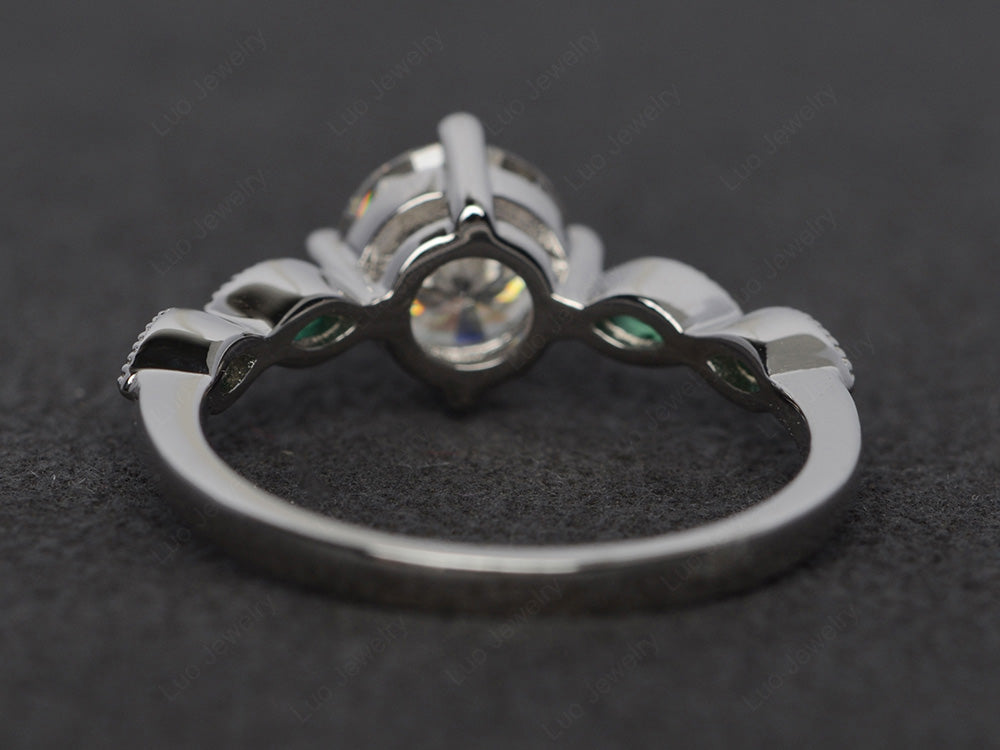 Kite Set Round Cut Moissanite Engagement Ring - LUO Jewelry