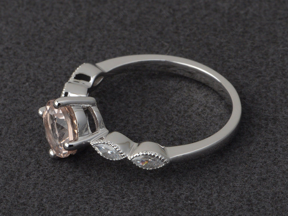 Kite Set Round Cut Morganite Engagement Ring - LUO Jewelry