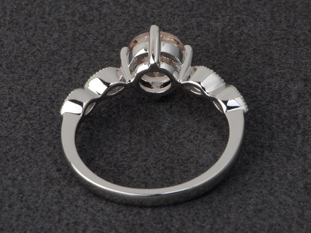 Kite Set Round Cut Morganite Engagement Ring - LUO Jewelry