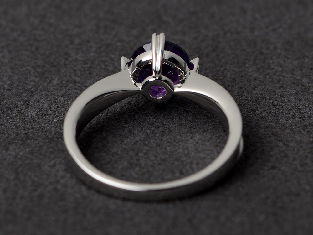 Heart Prong Amethyst Solitaire Wedding Ring - LUO Jewelry