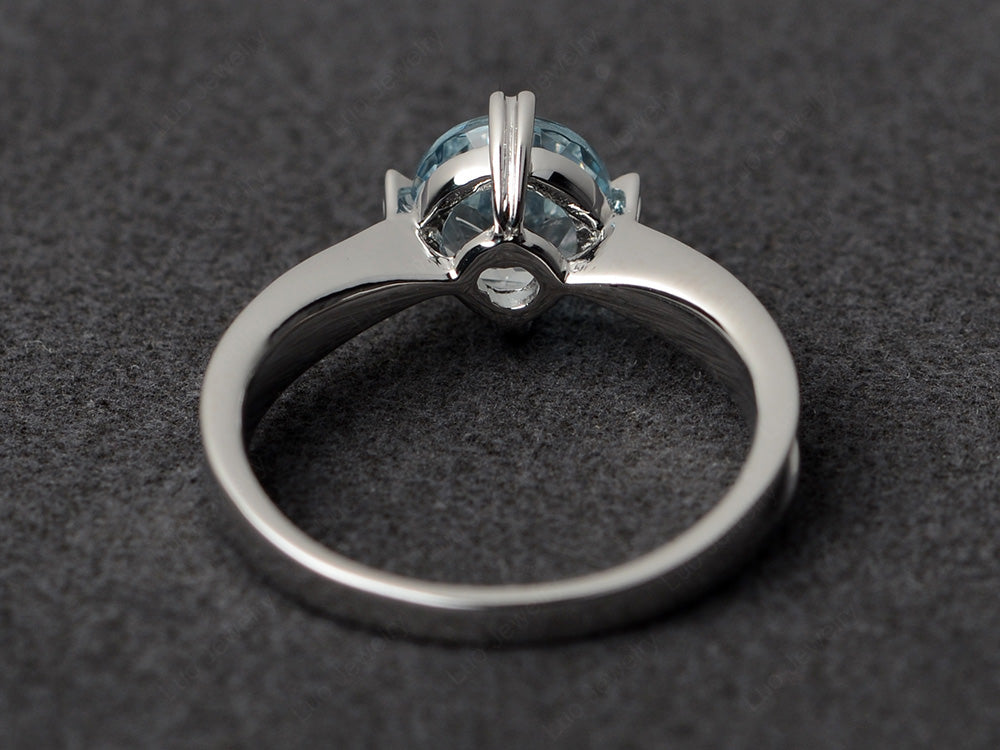 Heart Prong Aquamarine Solitaire Wedding Ring - LUO Jewelry