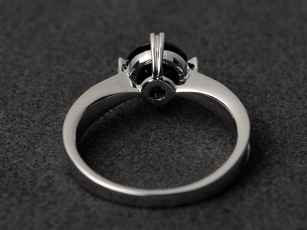 Heart Prong Black Spinel Solitaire Wedding Ring - LUO Jewelry