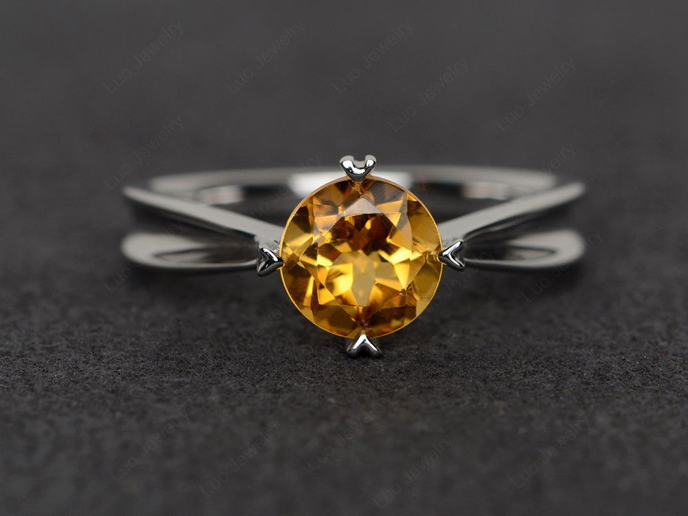 Heart Prong Citrine Solitaire Wedding Ring - LUO Jewelry