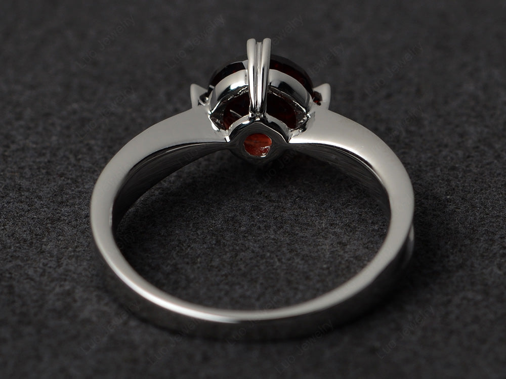 Heart Prong Garnet Solitaire Wedding Ring - LUO Jewelry