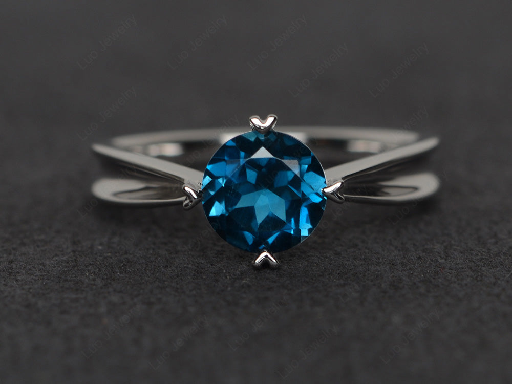 Heart Prong London Blue Topaz Solitaire Wedding Ring - LUO Jewelry