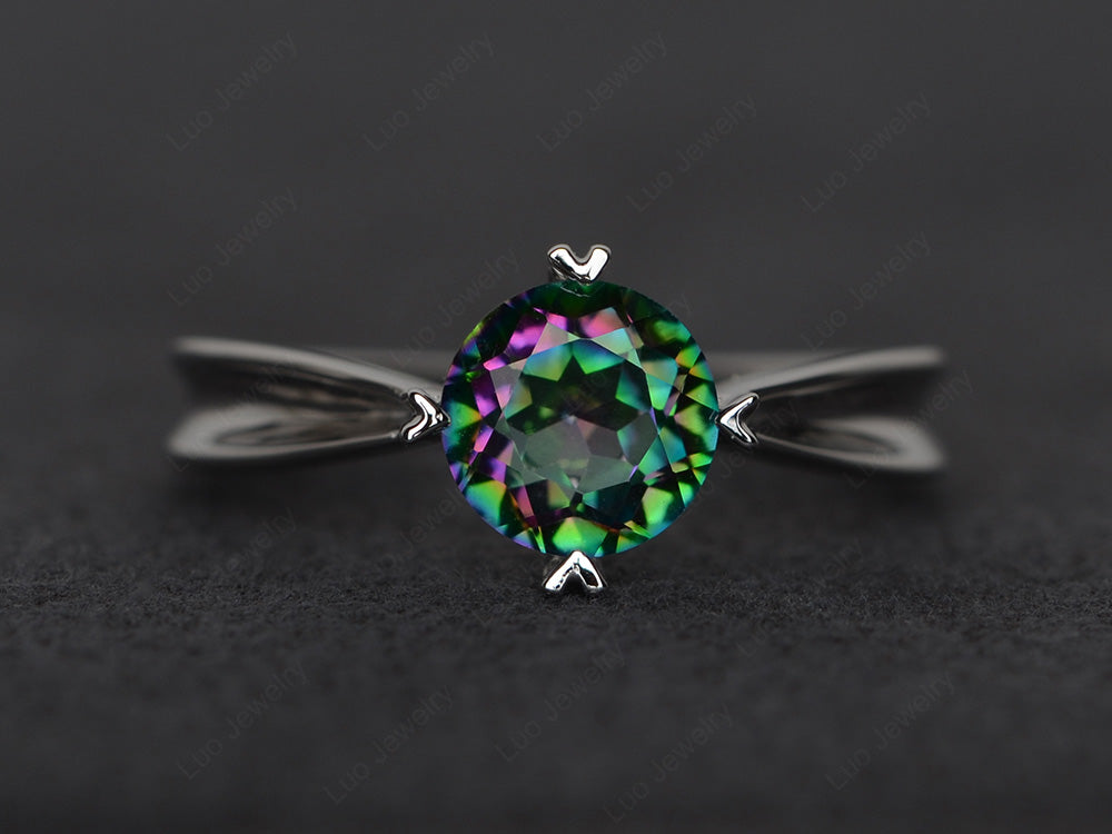 Heart Prong Mystic Topaz Solitaire Wedding Ring - LUO Jewelry