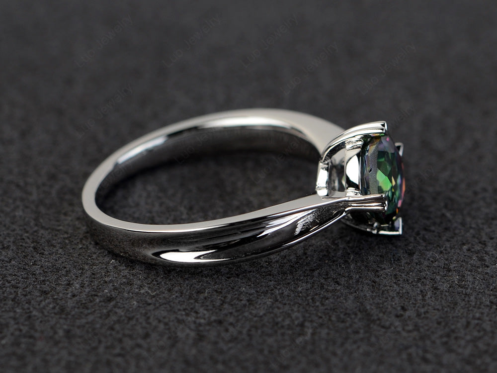 Heart Prong Mystic Topaz Solitaire Wedding Ring - LUO Jewelry