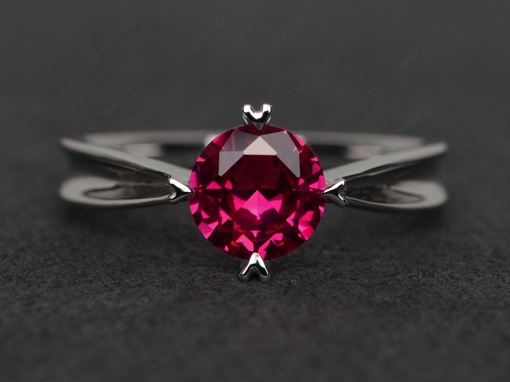 Heart Prong Ruby Solitaire Wedding Ring - LUO Jewelry
