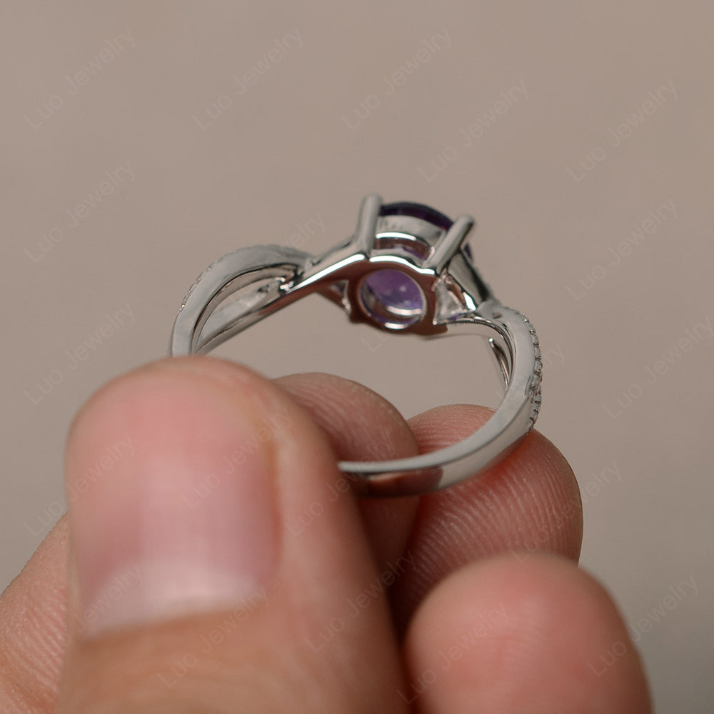 Round Amethyst Engagement Ring Twisted Ring - LUO Jewelry