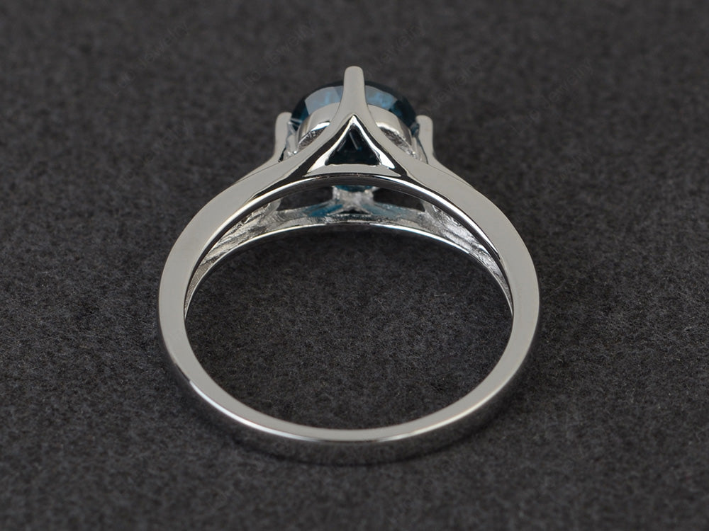Vintage Round Cut London Blue Topaz Ring Sterling Silver - LUO Jewelry