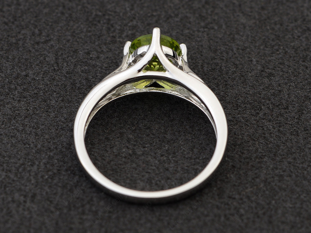 Vintage Round Cut Peridot Ring Sterling Silver - LUO Jewelry