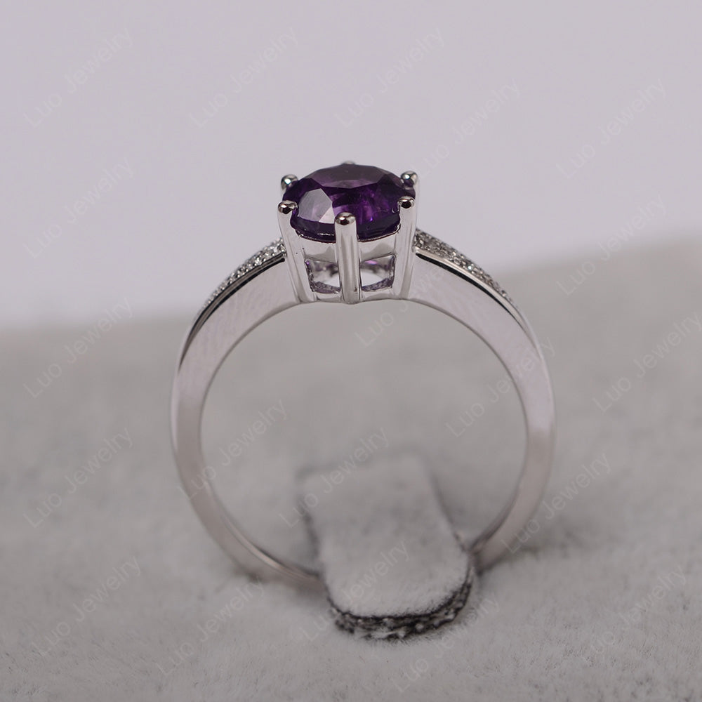 Brilliant Cut Amethyst Engagement Ring Silver - LUO Jewelry