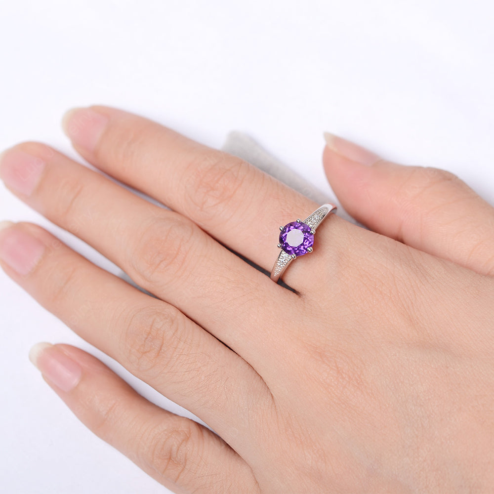 Brilliant Cut Amethyst Engagement Ring Silver - LUO Jewelry