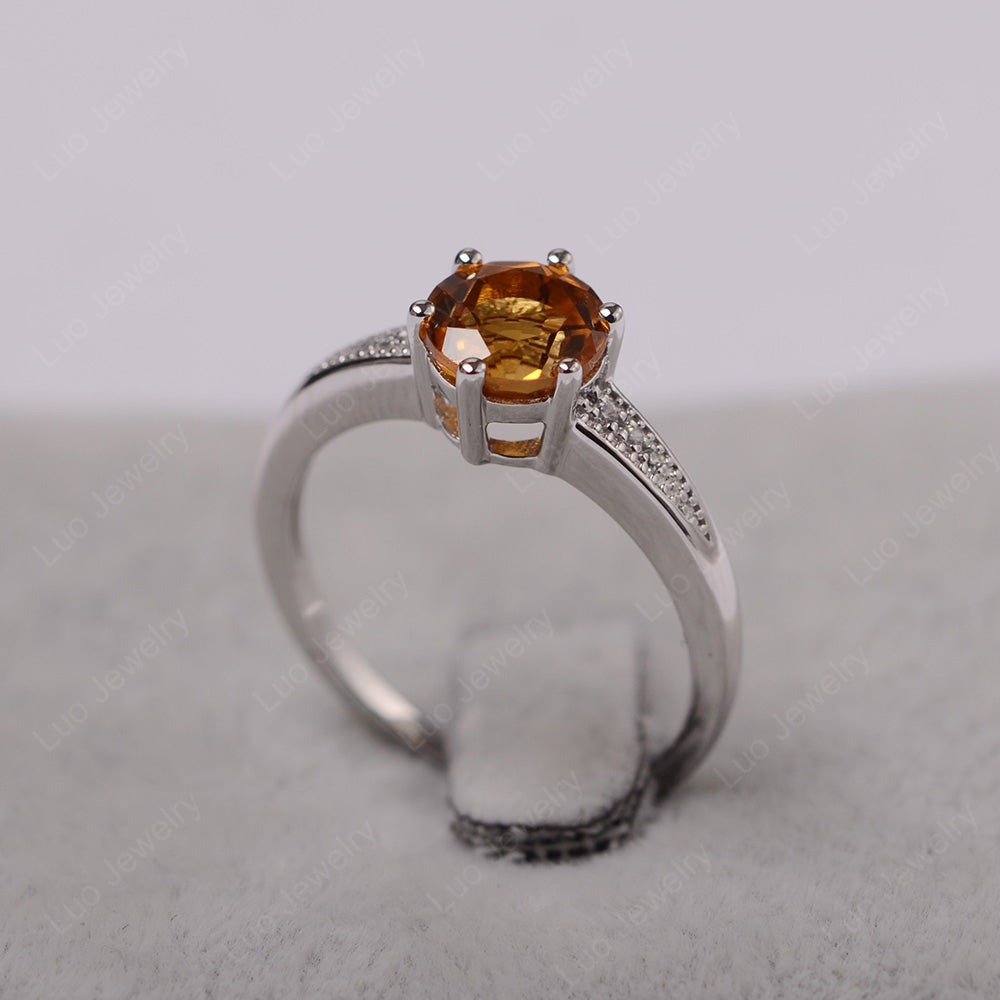 Brilliant Cut Citrine Engagement Ring Silver - LUO Jewelry