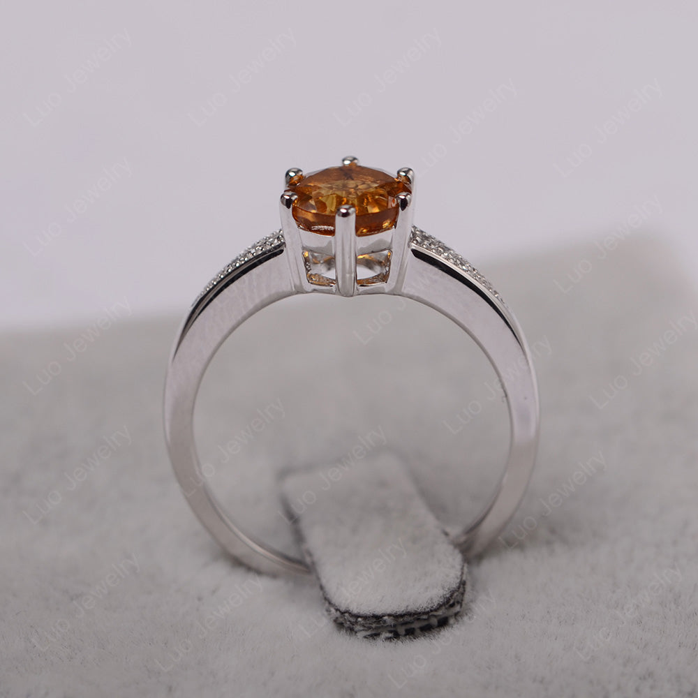 Brilliant Cut Citrine Engagement Ring Silver - LUO Jewelry