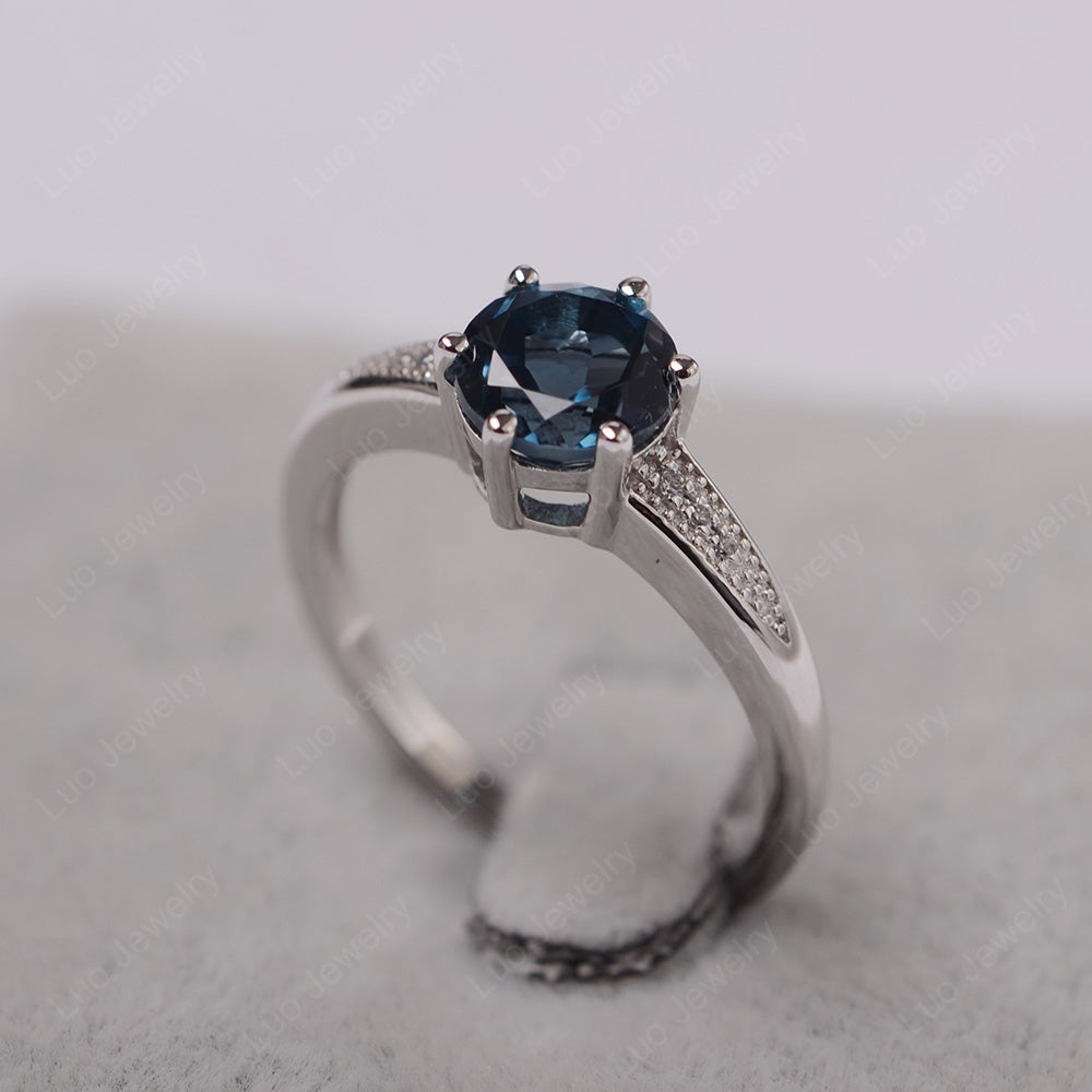 Brilliant Cut London Blue Topaz Engagement Ring Silver - LUO Jewelry