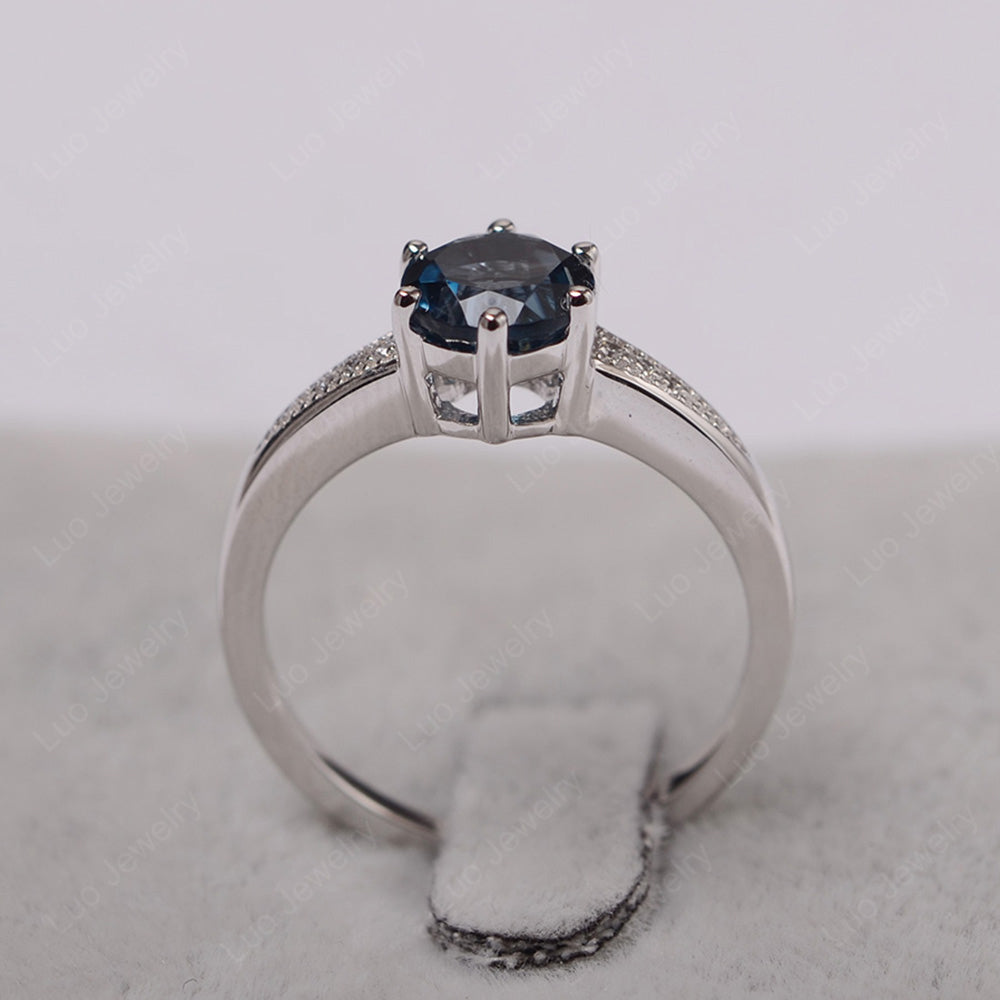 Brilliant Cut London Blue Topaz Engagement Ring Silver - LUO Jewelry