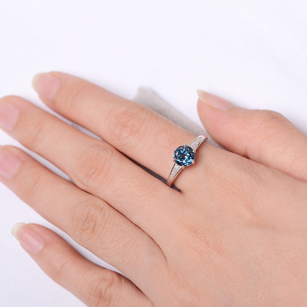 Brilliant Cut London Blue Topaz Engagement Ring Silver - LUO Jewelry