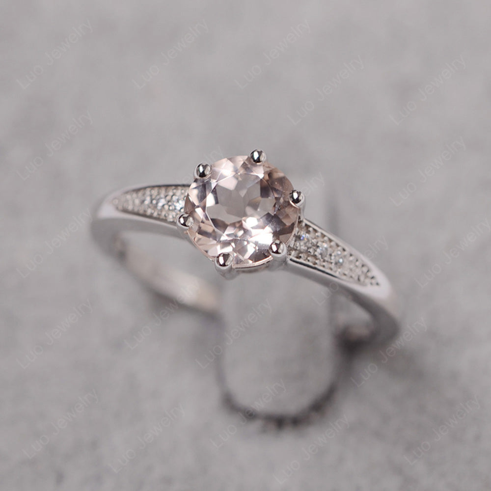 Brilliant Cut Morganite Engagement Ring Silver - LUO Jewelry