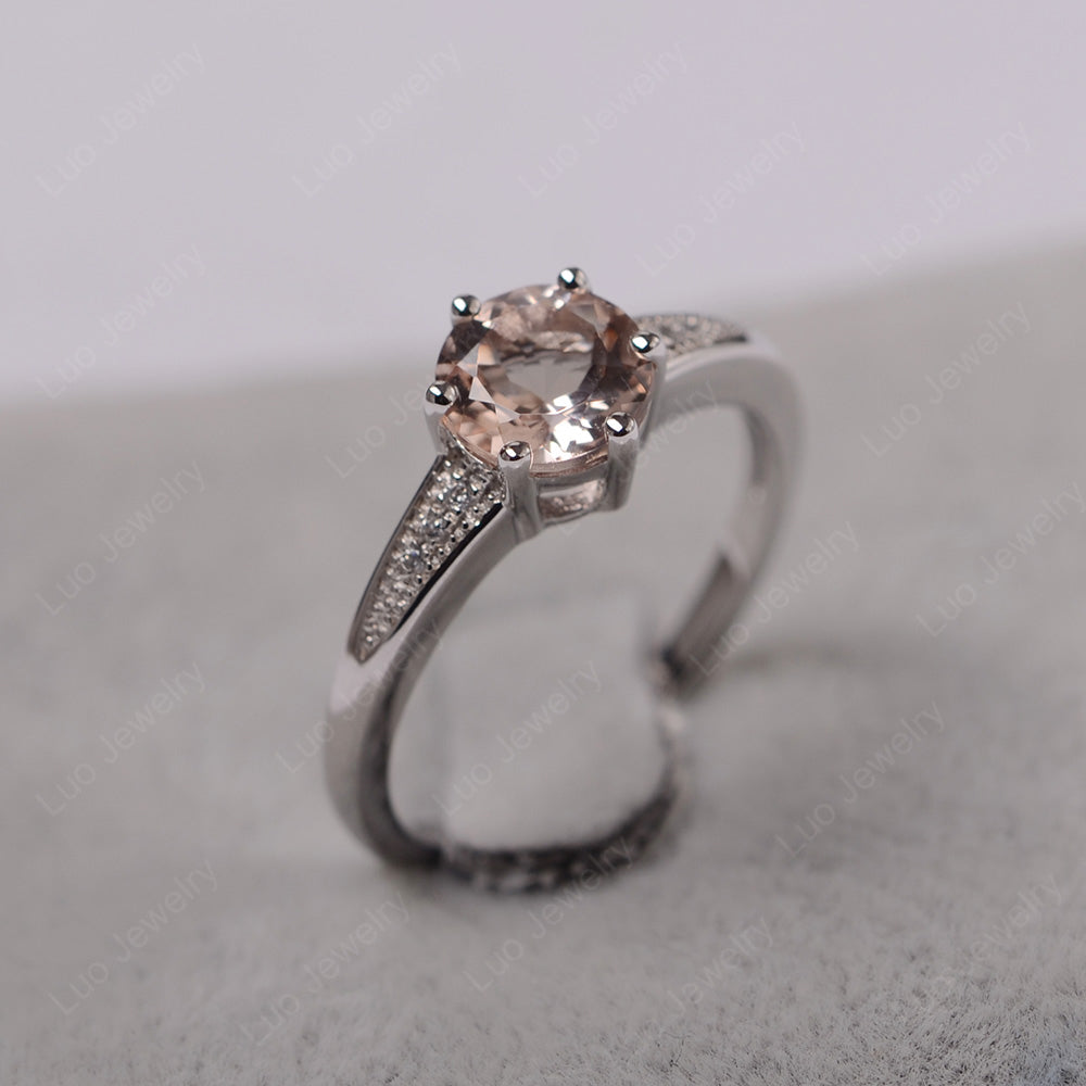 Brilliant Cut Morganite Engagement Ring Silver - LUO Jewelry