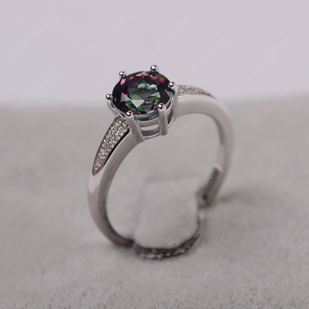 Brilliant Cut Mystic Topaz Engagement Ring Silver - LUO Jewelry