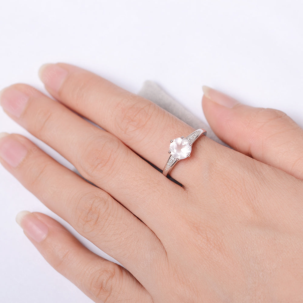 Brilliant Cut Rose Quartz Engagement Ring Silver - LUO Jewelry
