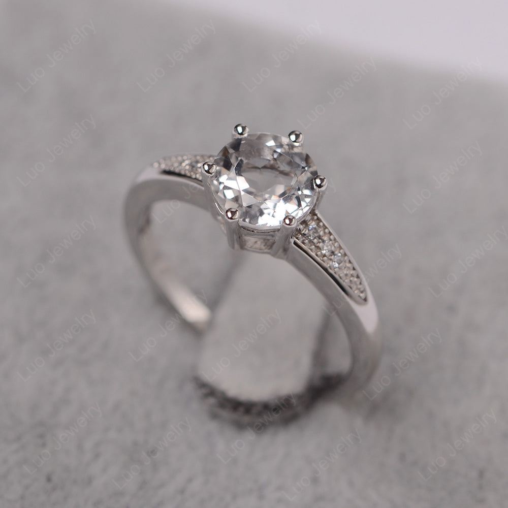 Brilliant Cut White Topaz Engagement Ring Silver - LUO Jewelry