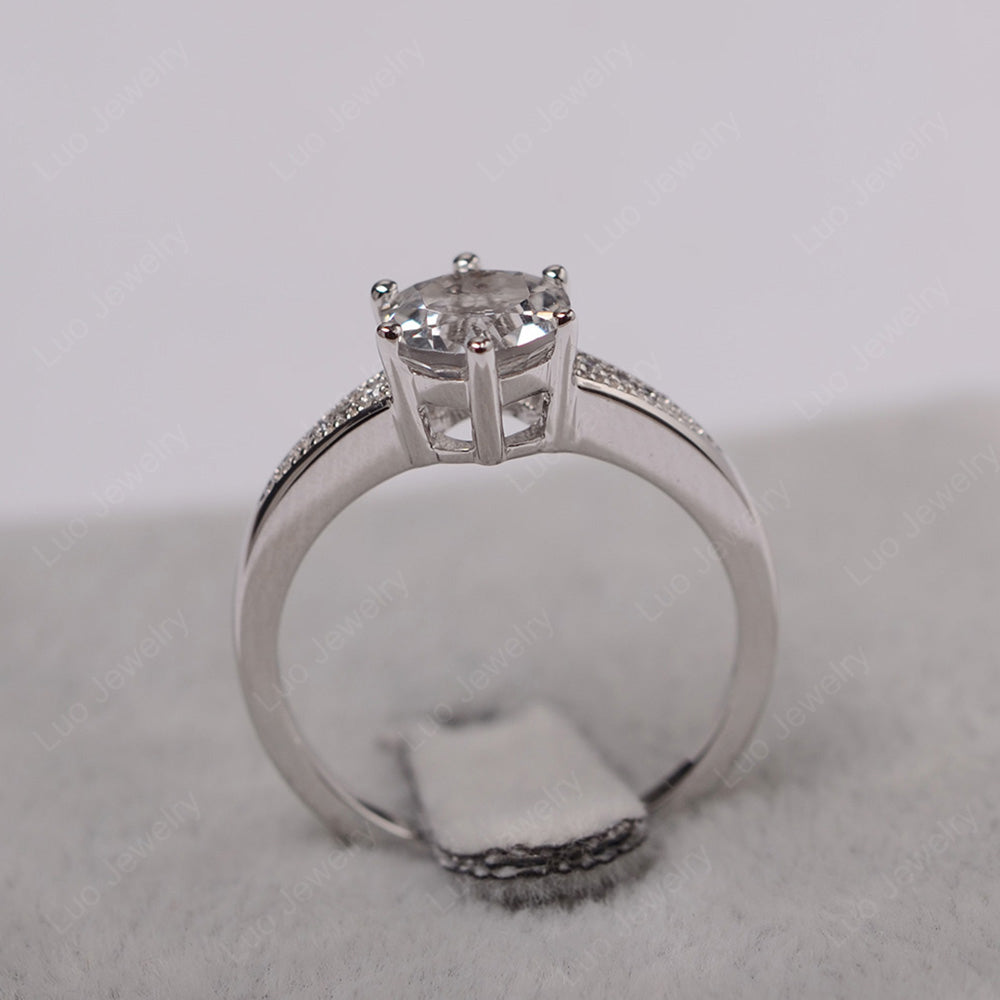 Brilliant Cut White Topaz Engagement Ring Silver - LUO Jewelry