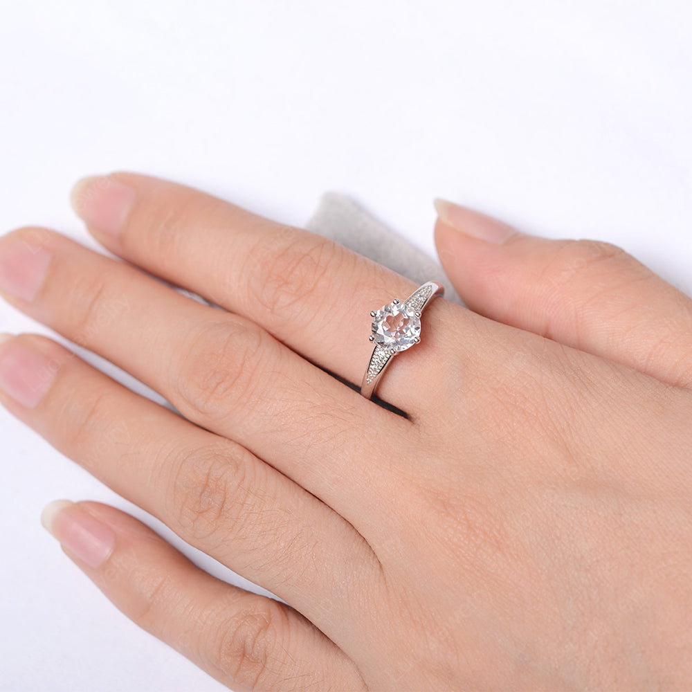 Brilliant Cut White Topaz Engagement Ring Silver - LUO Jewelry