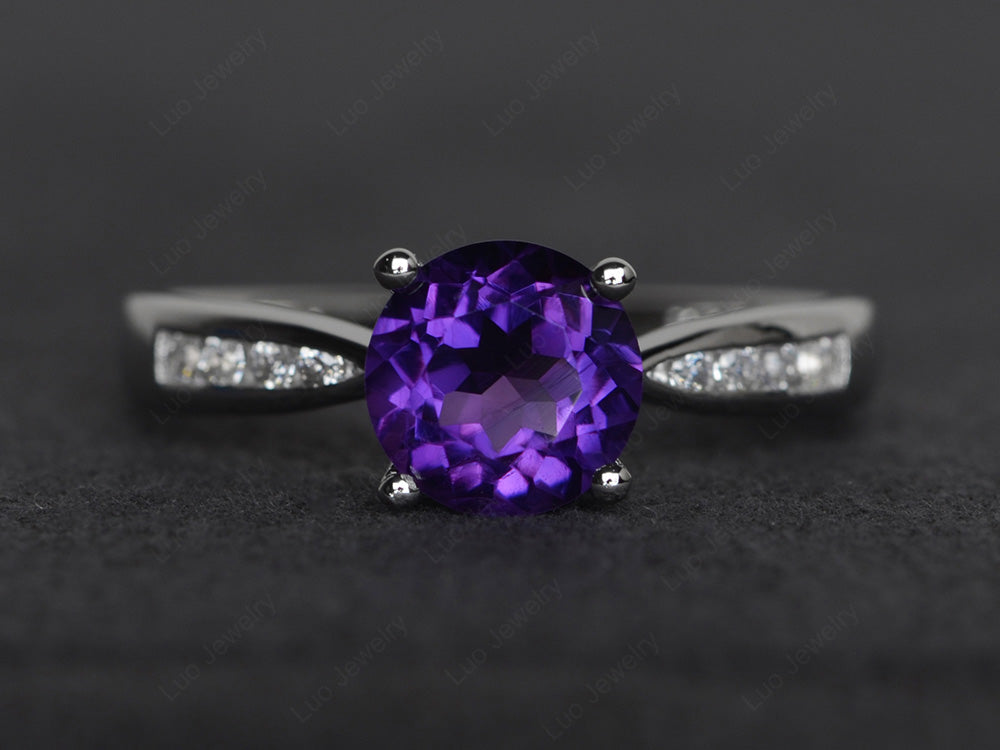 Round Cut Amethyst Engagement Ring - LUO Jewelry