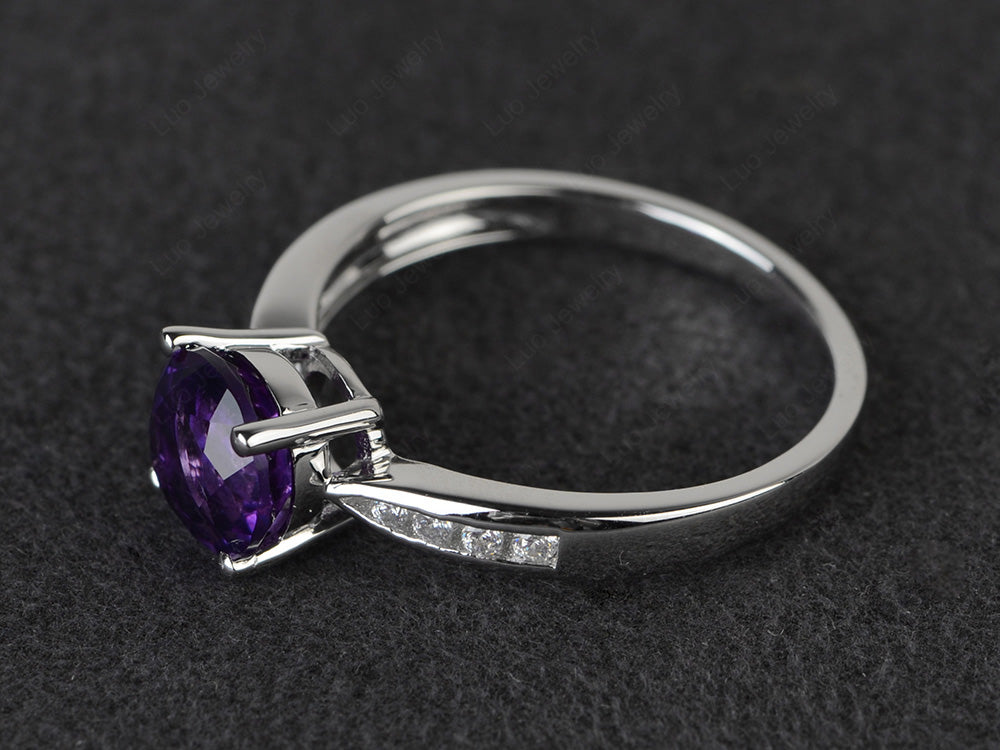 Round Cut Amethyst Engagement Ring - LUO Jewelry