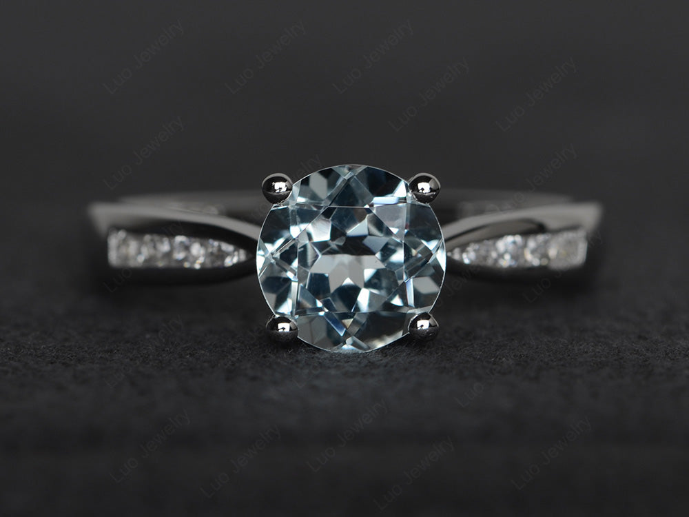 Round Cut Aquamarine Engagement Ring - LUO Jewelry