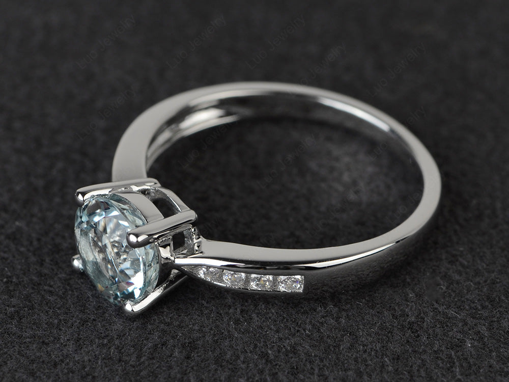 Round Cut Aquamarine Engagement Ring - LUO Jewelry