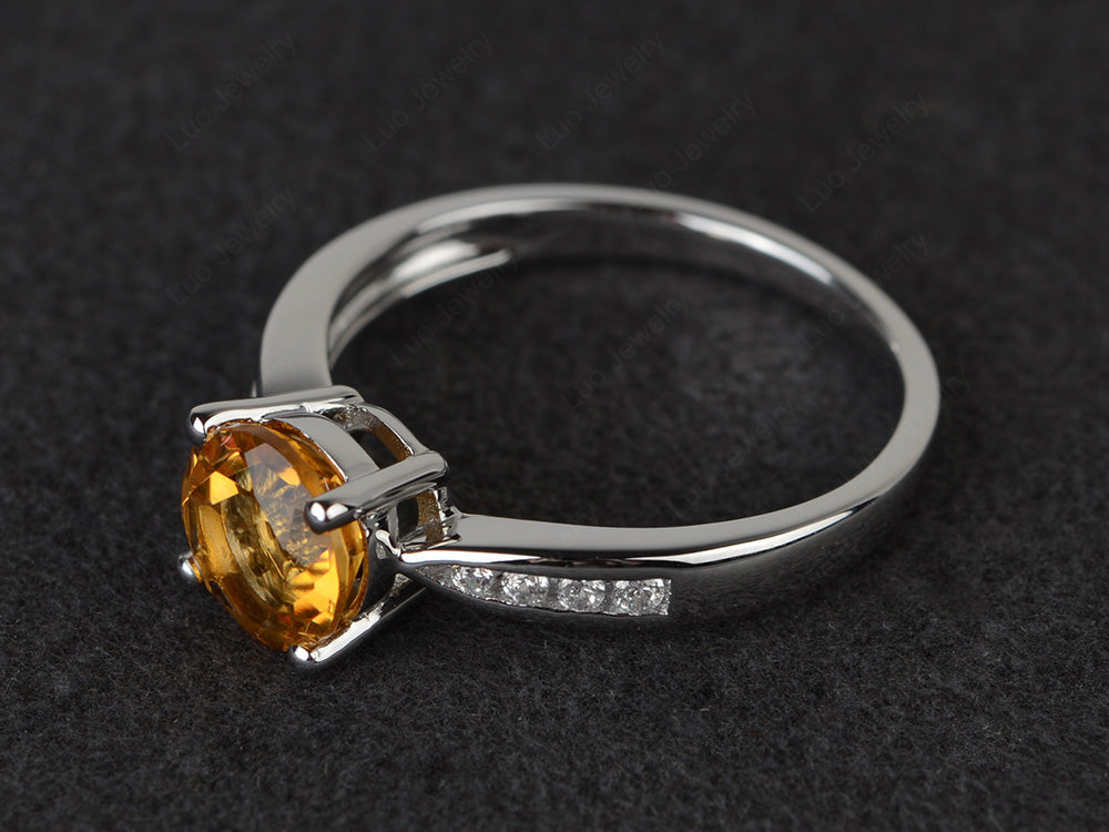 Round Cut Citrine Engagement Ring - LUO Jewelry