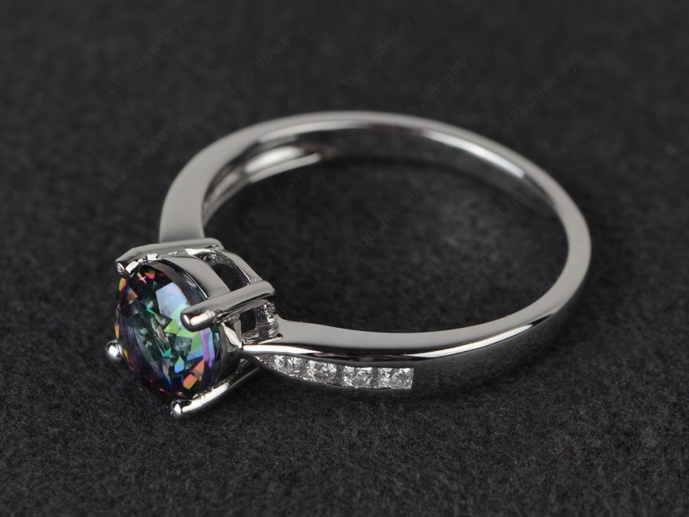 Round Cut Mystic Topaz Engagement Ring - LUO Jewelry