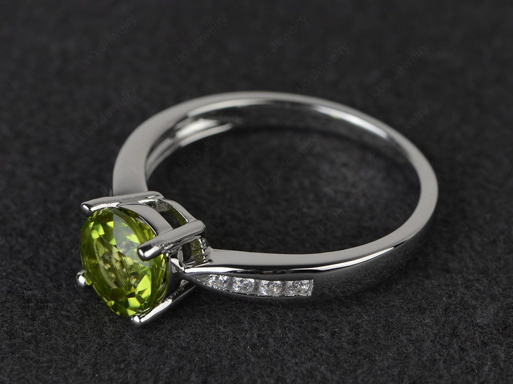 Round Cut Peridot Engagement Ring - LUO Jewelry