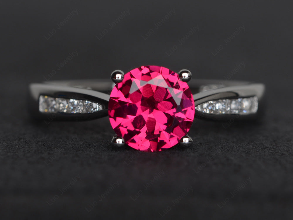 Round Cut Ruby Engagement Ring - LUO Jewelry