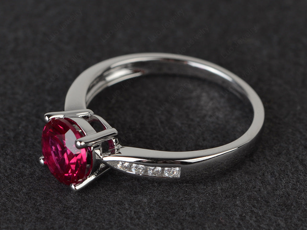 Round Cut Ruby Engagement Ring - LUO Jewelry