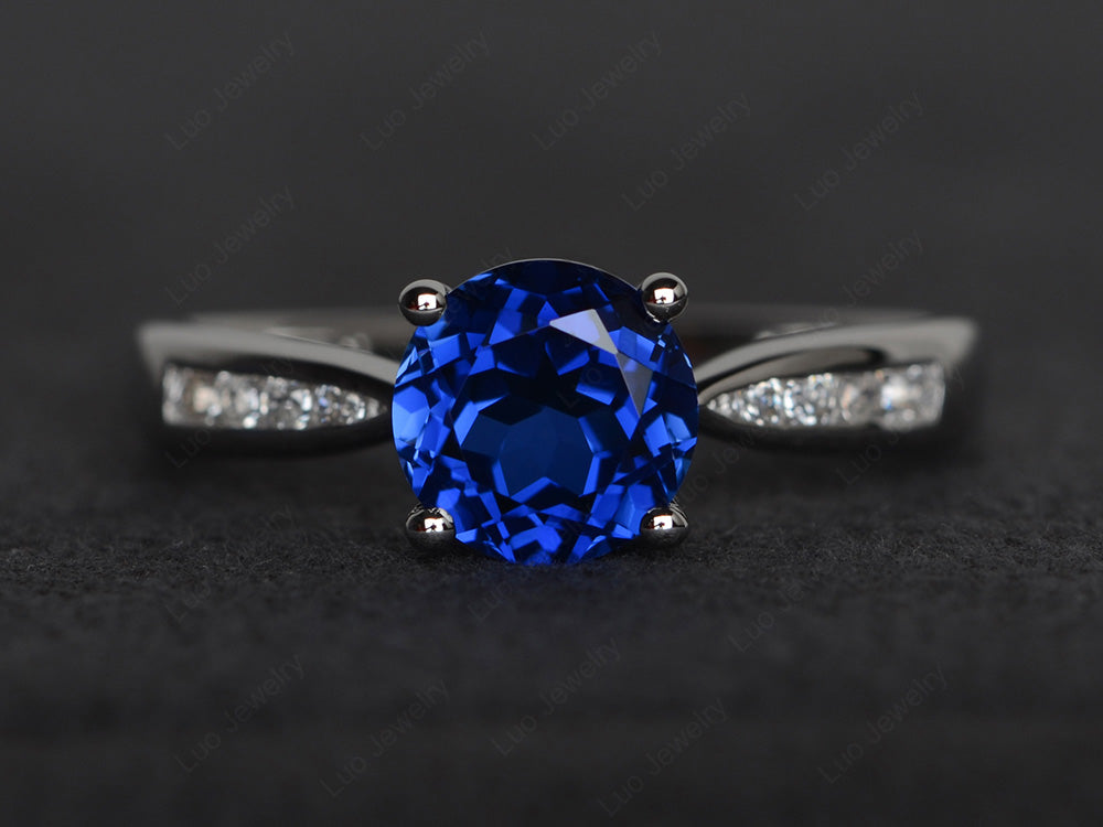 Round Cut Lab Sapphire Engagement Ring - LUO Jewelry