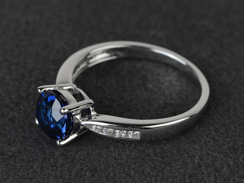 Round Cut Lab Sapphire Engagement Ring - LUO Jewelry
