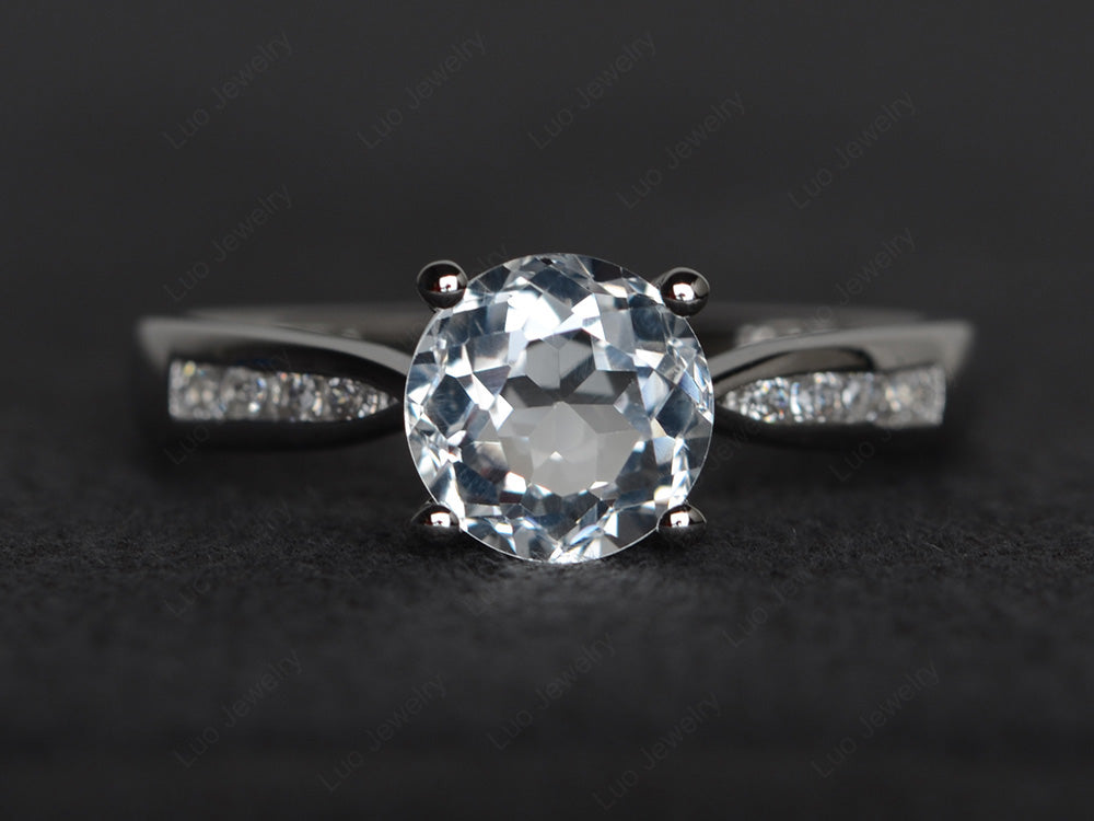 Round Cut White Topaz Engagement Ring - LUO Jewelry