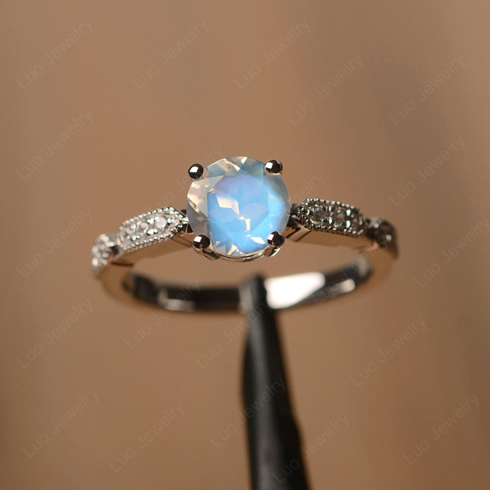 Unique Moonstone Ring Deco Art Sterling Silver - LUO Jewelry
