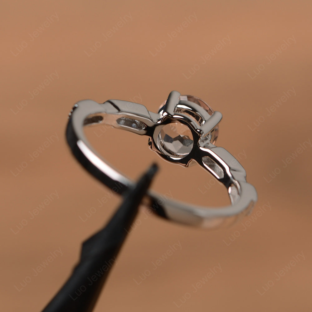 Unique Morganite Ring Deco Art Sterling Silver - LUO Jewelry