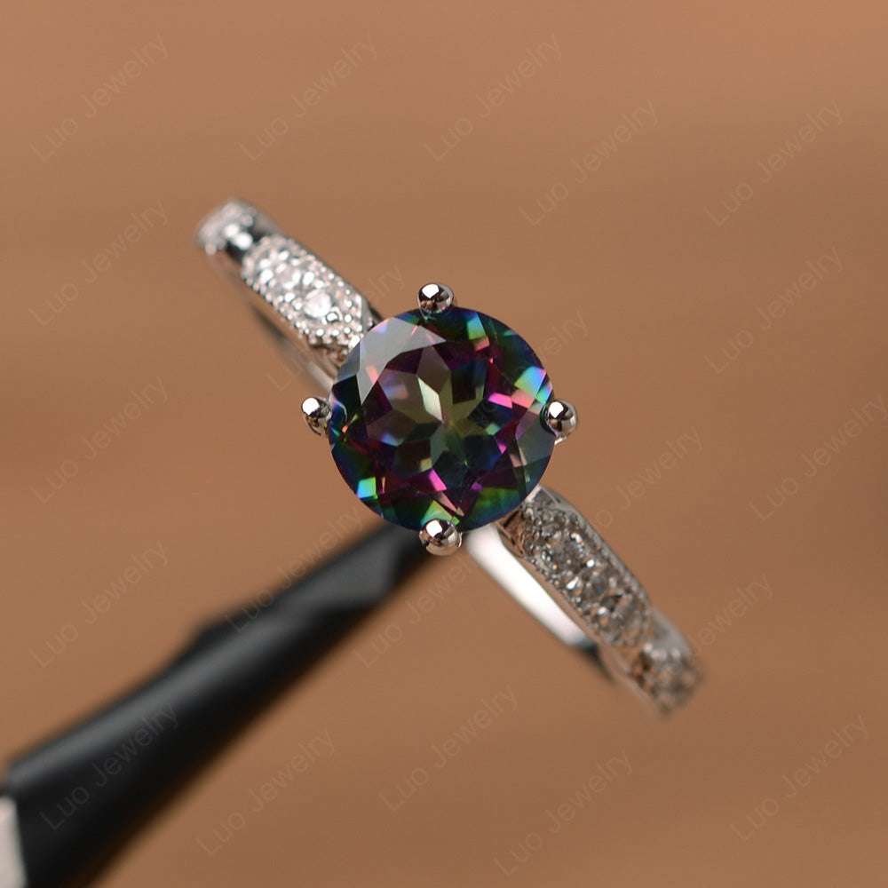 Unique Mystic Topaz Ring Deco Art Sterling Silver - LUO Jewelry