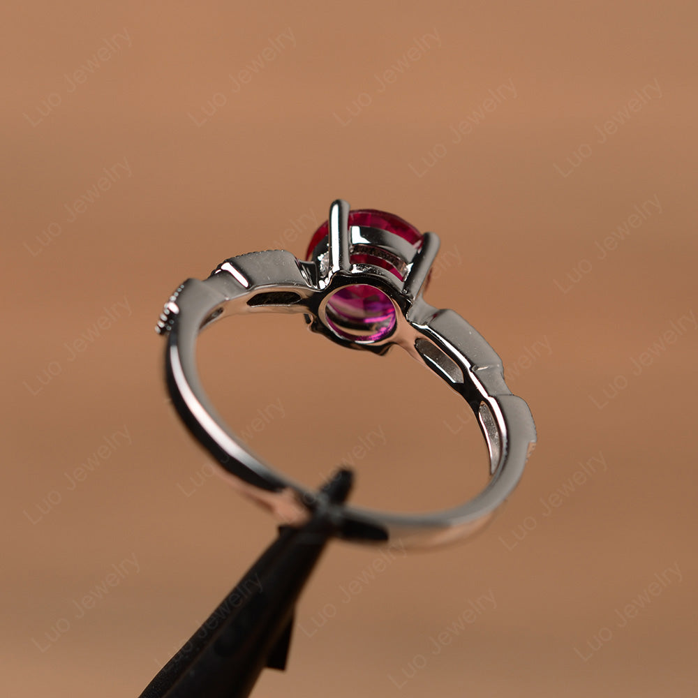 Unique Ruby Ring Deco Art Sterling Silver - LUO Jewelry